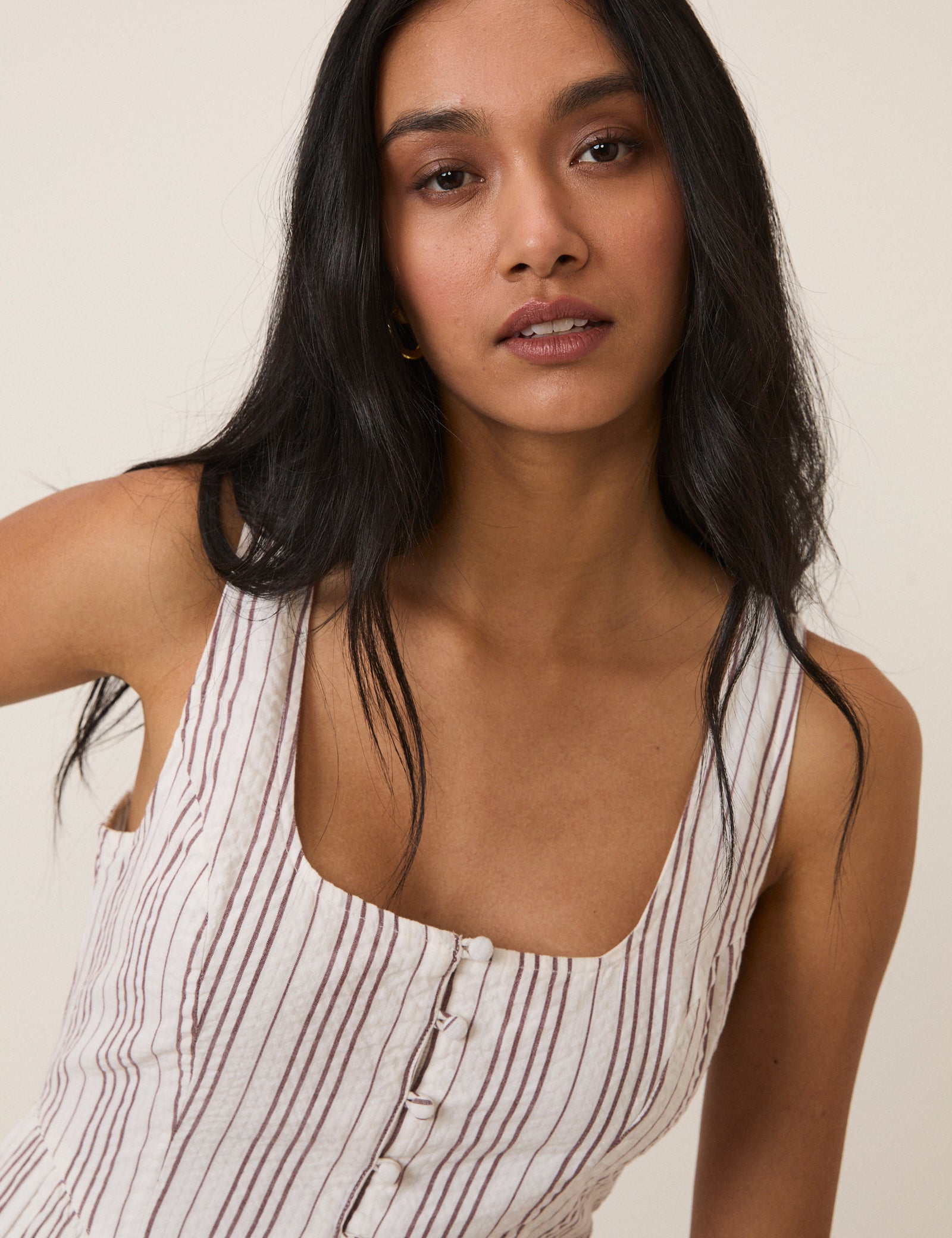 White Pinstripe Cora Jumpsuit