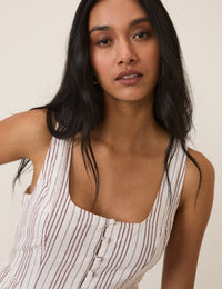 White Pinstripe Cora Jumpsuit