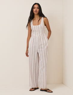 White Pinstripe Cora Jumpsuit