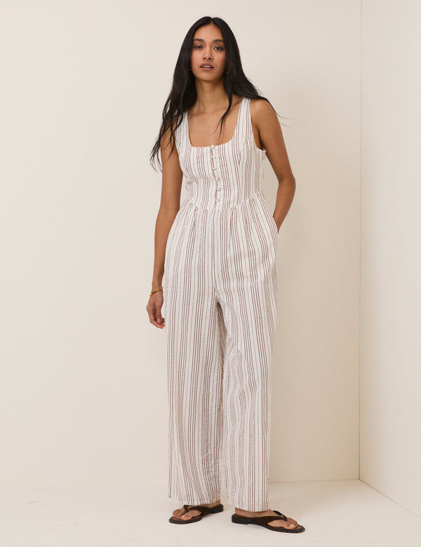 White Pinstripe Cora Jumpsuit