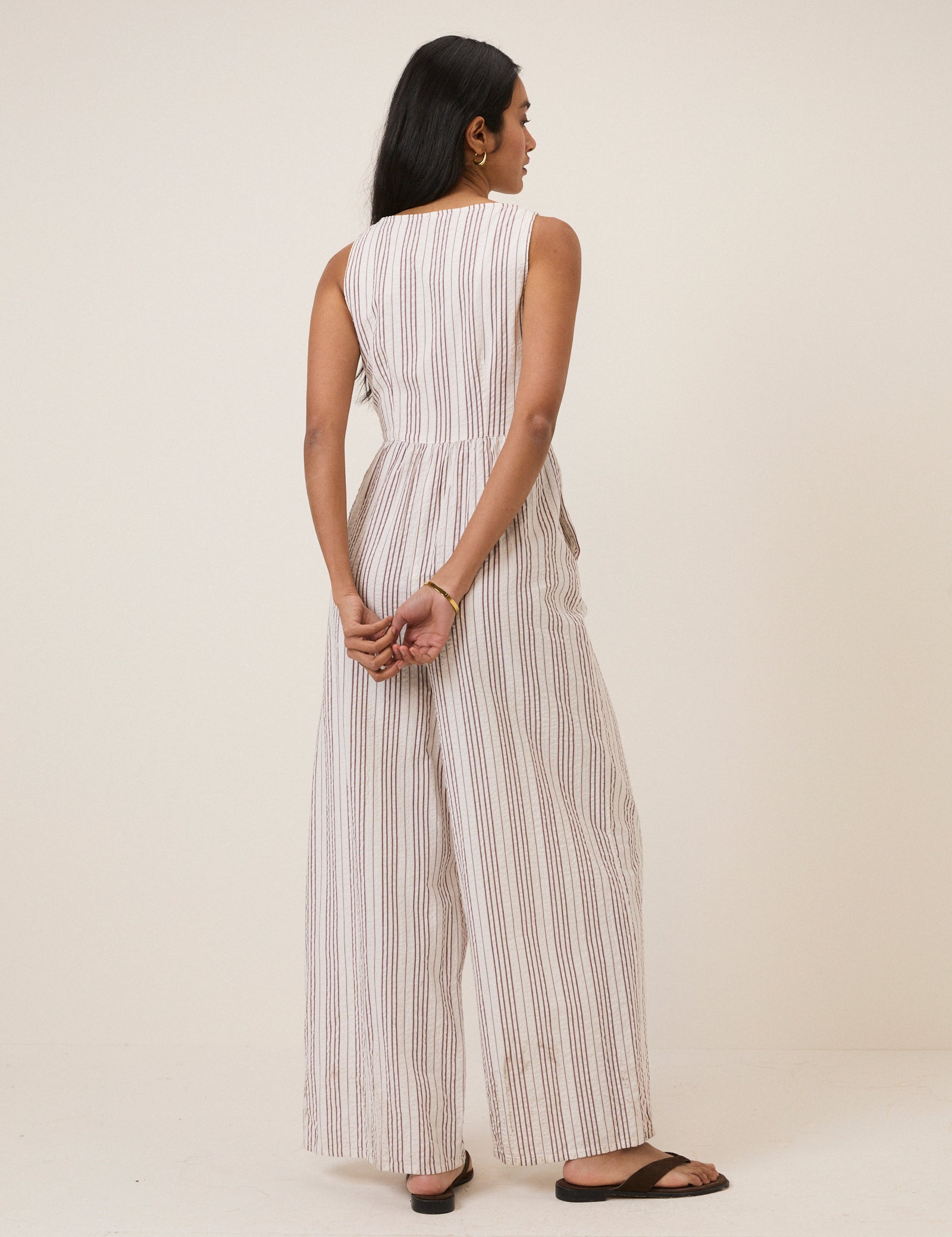 White Pinstripe Cora Jumpsuit