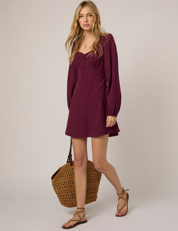 Plum Long Sleeve Melody Mini Dress
