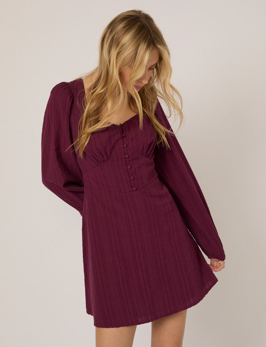 Plum Long Sleeve Melody Mini Dress