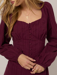 Plum Long Sleeve Melody Mini Dress