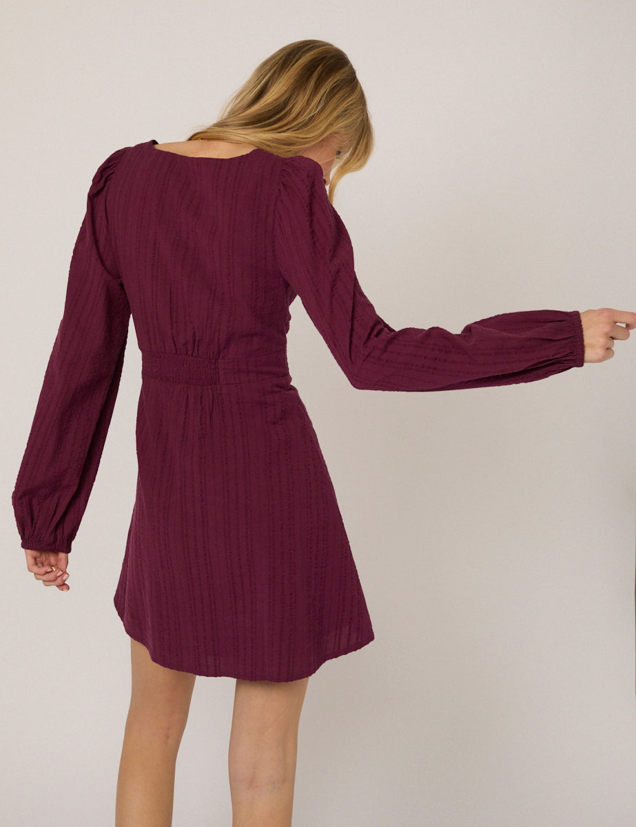 Plum Long Sleeve Melody Mini Dress