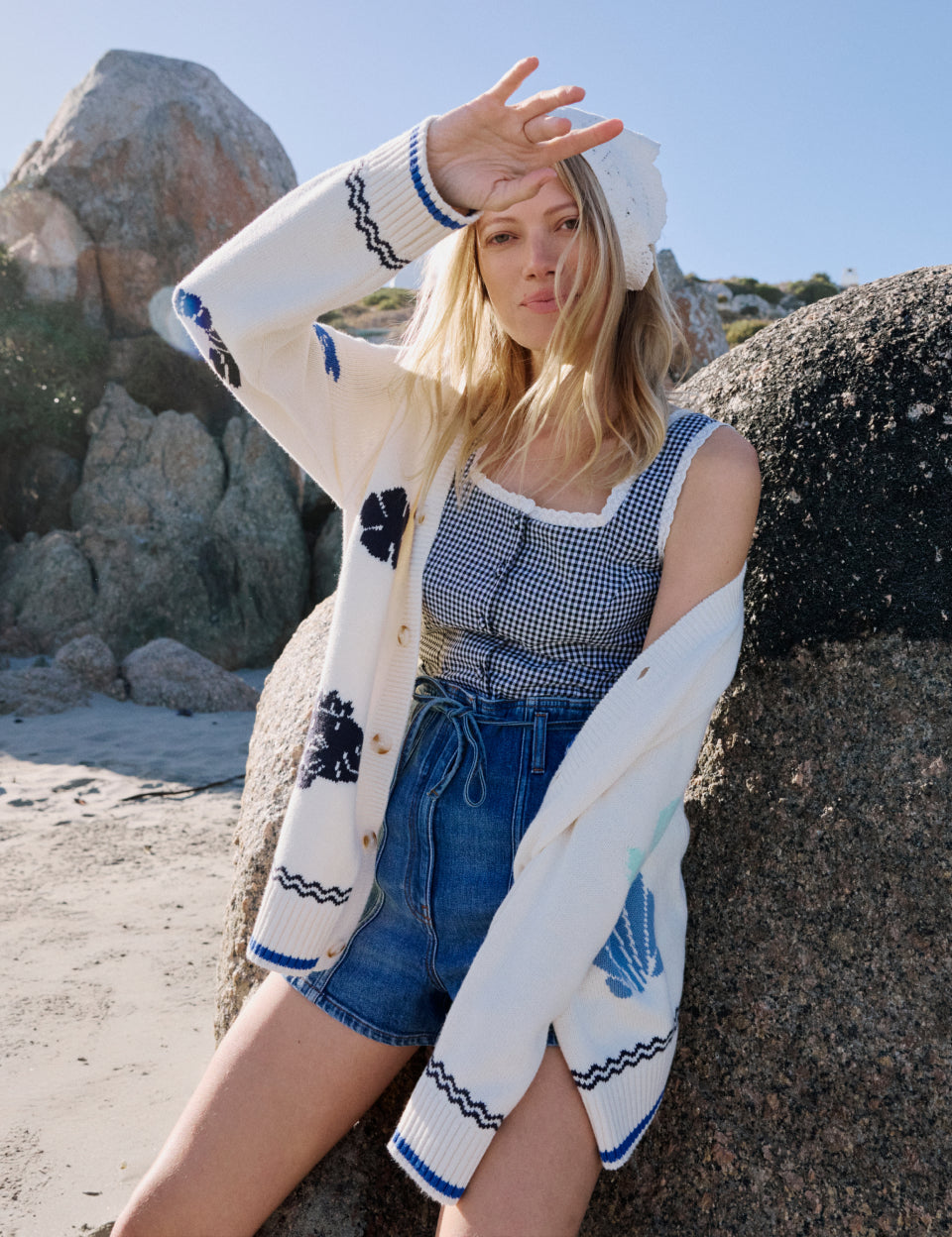 Cream Seascape Knitted Cardigan