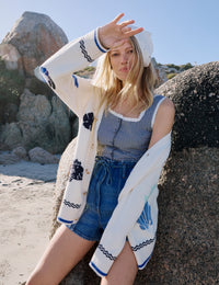 Cream Seascape Knitted Cardigan