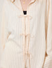 Cream Pinstripe Tie Front Shirt