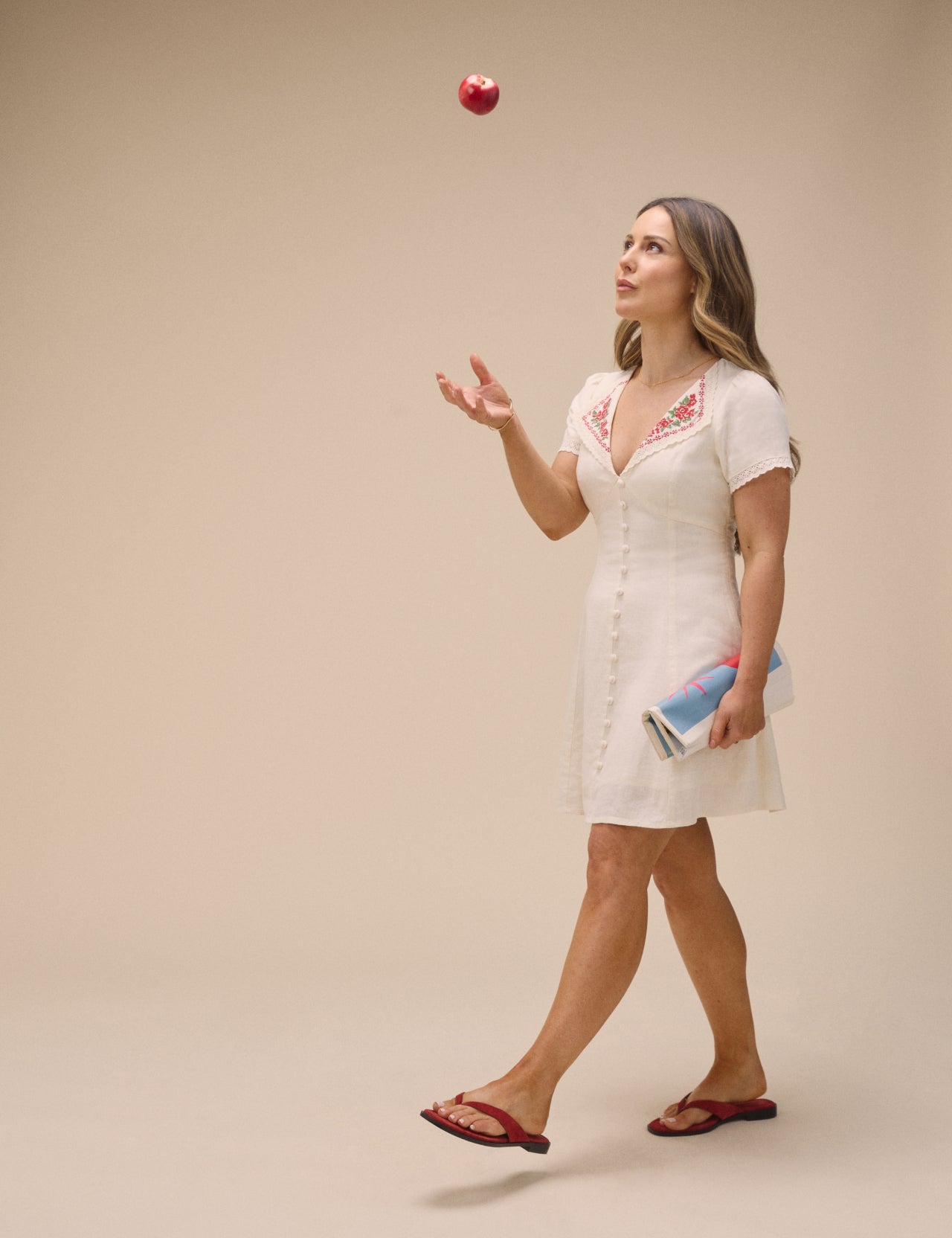 Cream Floral Collar Linen-Blend Lillian Mini Dress Cream Floral Collar Linen-Blend Lillian Mini Dress