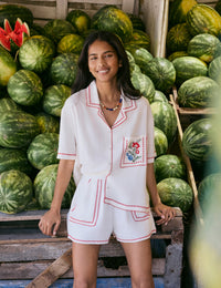 White Embroidered Shorts