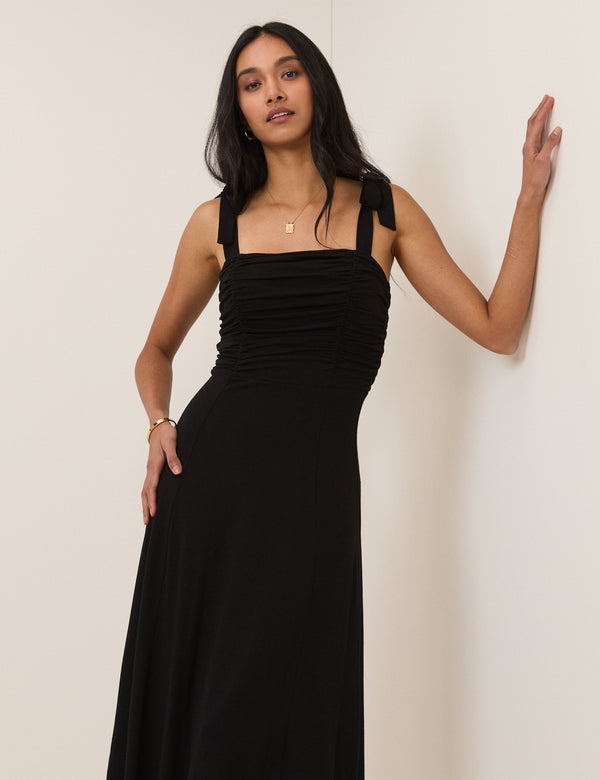Black Tie Shoulder Hattie Midi Dress