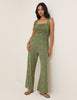 Green Polka Dot Tie Shoulder Jumpsuit