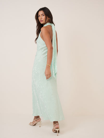 Mint Green Floral Jacquard Fifi Maxi Dress