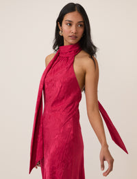 Pink Floral Jacquard Fifi Midi Dress