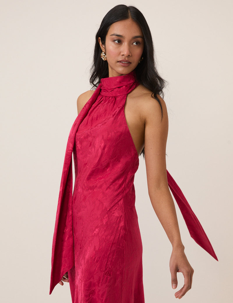 Pink Floral Jacquard Fifi Maxi Dress