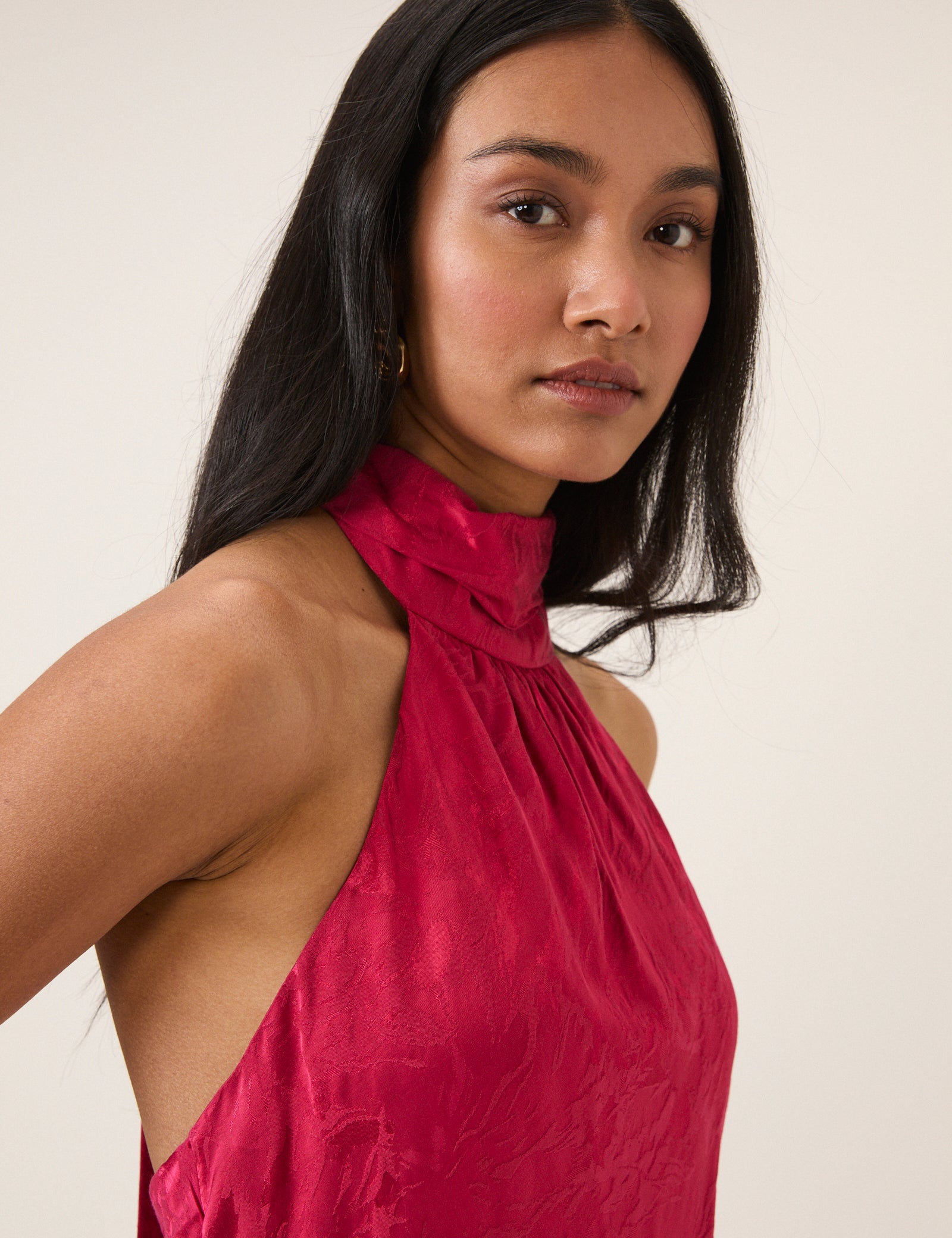 Pink Floral Jacquard Fifi Midi Dress