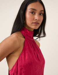 Pink Floral Jacquard Fifi Midi Dress