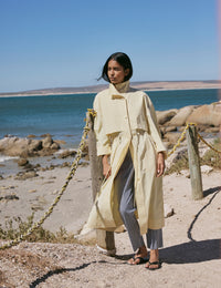 Butter Yellow Longline Funnel Neck Parka Jacket