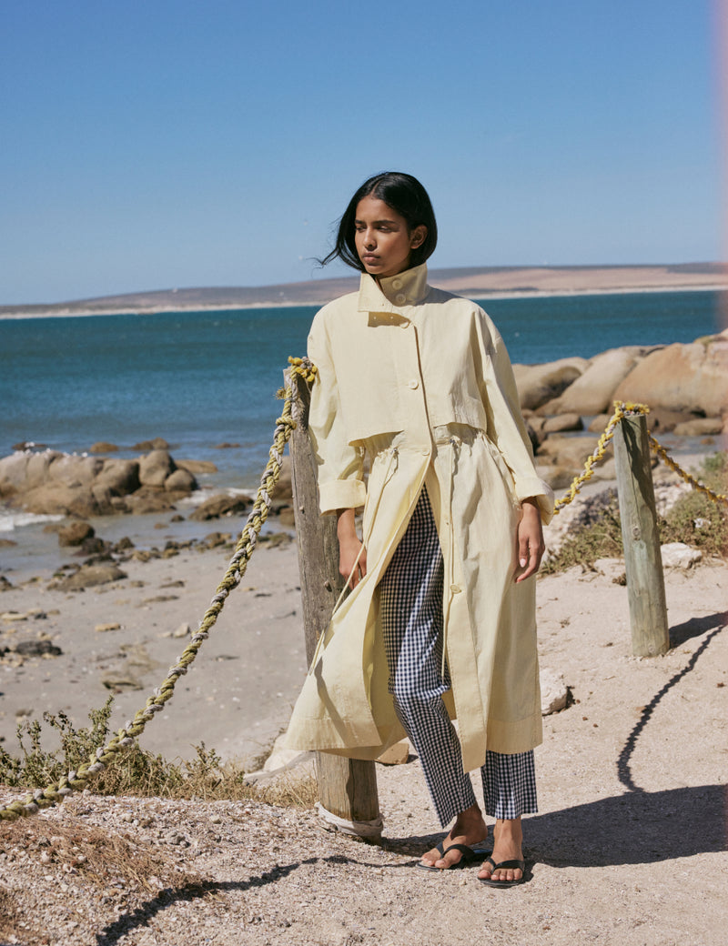 Butter Yellow Longline Funnel Neck Parka Jacket