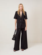 Black Short Sleeve Boyfriend Blazer