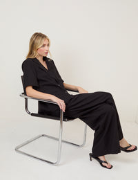 Black Short Sleeve Boyfriend Blazer