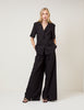 Black Pleated Wide Leg Trousers