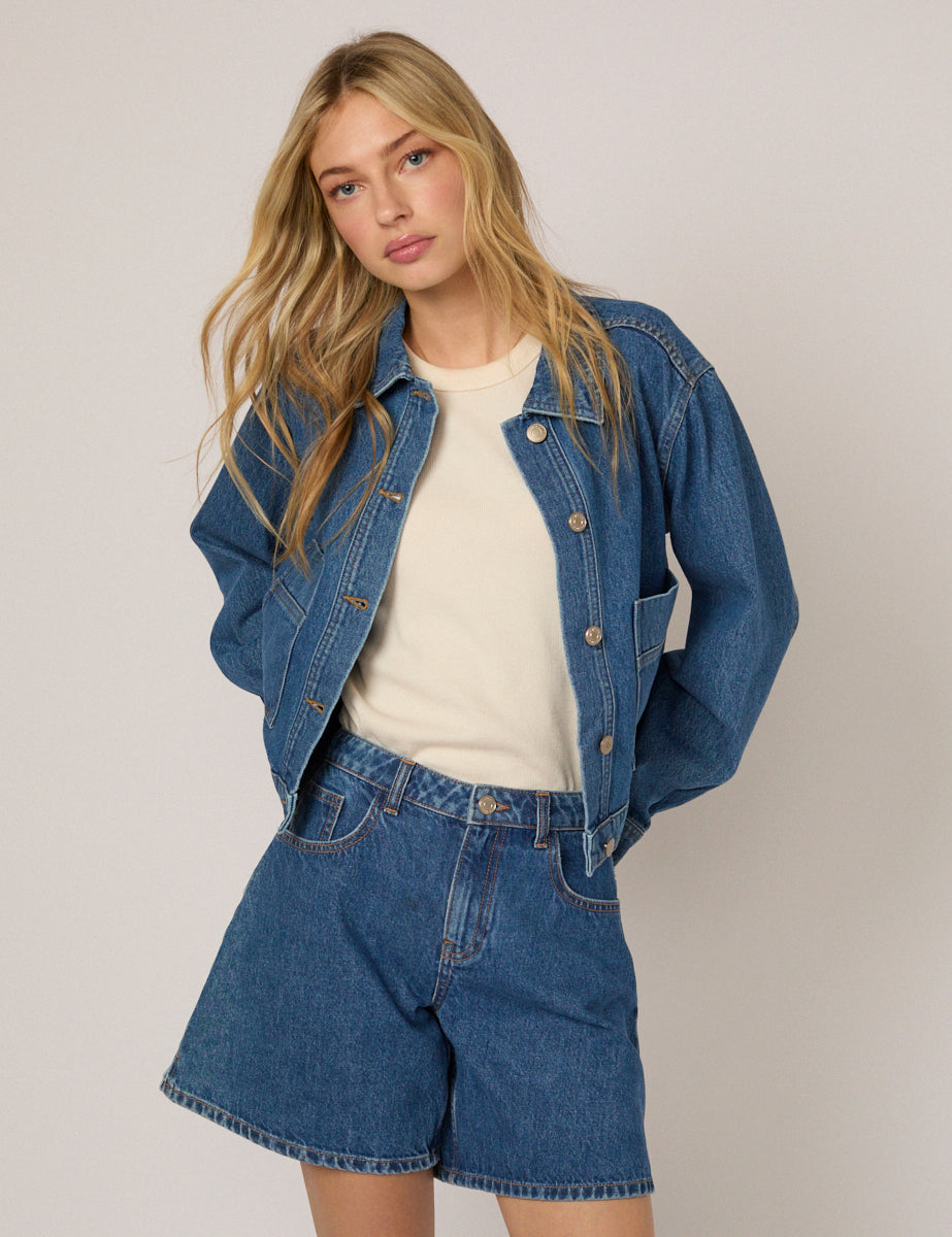 Blue Boxy Denim Jacket