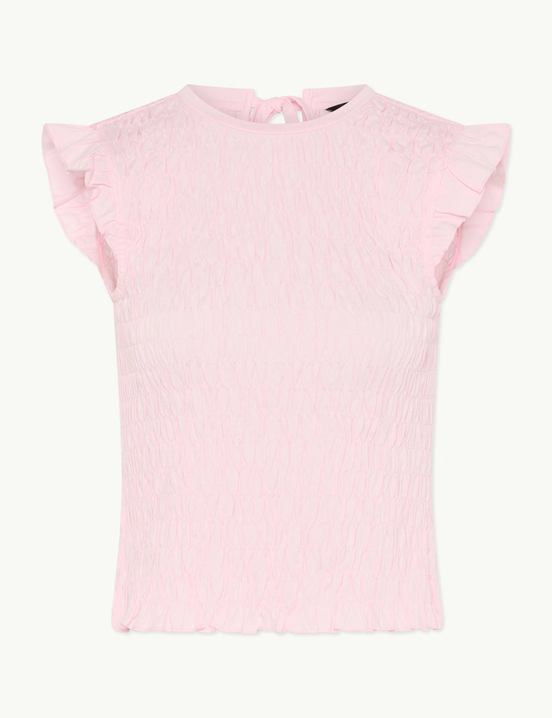 Pink Shirred Tie Back Top