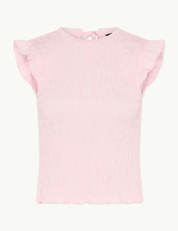 Pink Shirred Tie Back Top