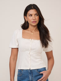 Square Neck Pointelle Top