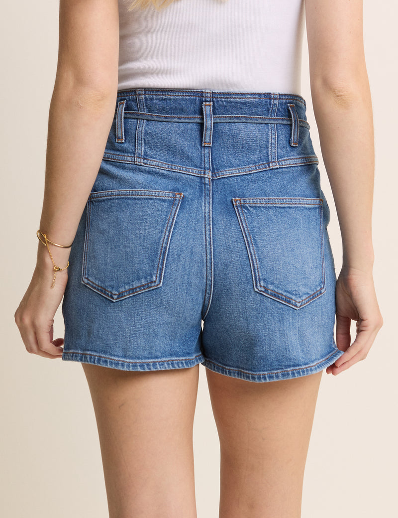 Mid Wash Kensal Tie Waist Denim Short