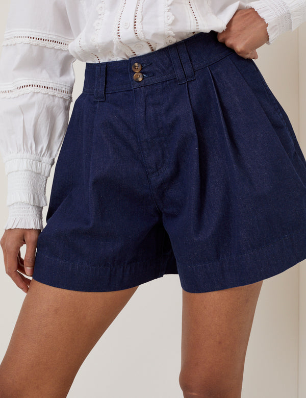 Dark Blue Denim Shorts