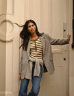 Green Striped Ribbed Jersey Top