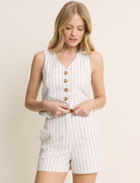 White Striped Tailored Shorts