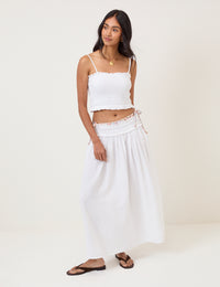 White High Waist Midi Skirt