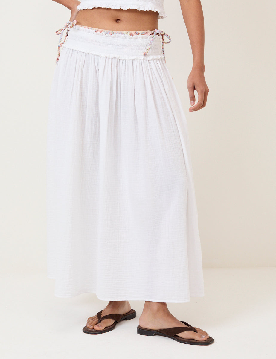 White High Waist Midi Skirt