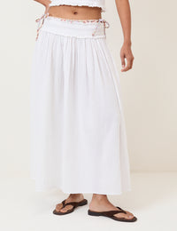 White High Waist Midi Skirt