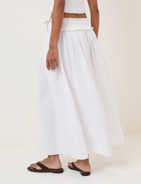 White High Waist Midi Skirt