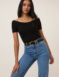 Black Bardot Top