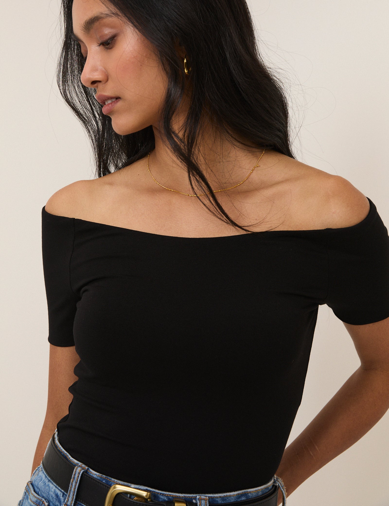 Black Bardot Top