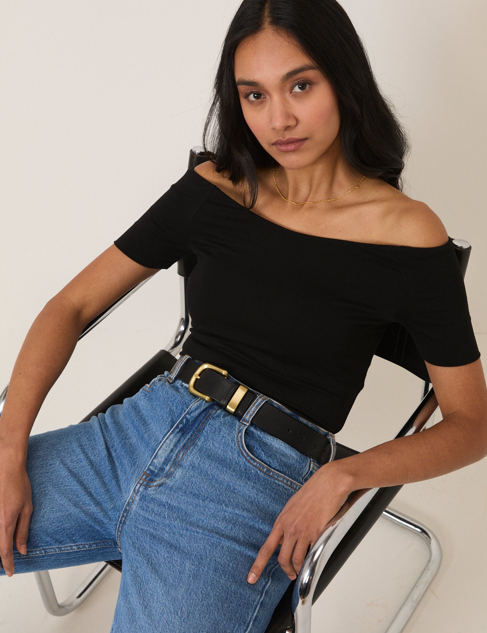 Black Bardot Top