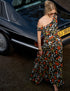 Black Floral Off Shoulder Ruffle Tish Maxi Dress