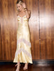 Yellow Lace Trim Satin Lauren Maxi Dress