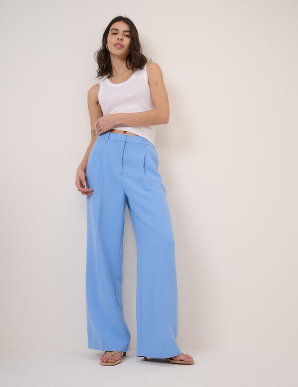 Blue Wide Leg Jax Crepe Trousers