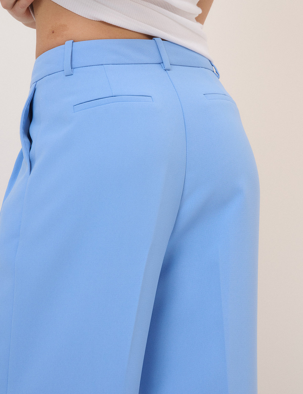 Blue Wide Leg Jax Crepe Trousers