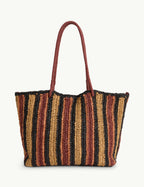 Striped Raffia Bag