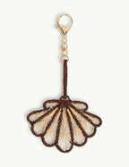 Brown and Natural Raffia Shell Bag Charm
