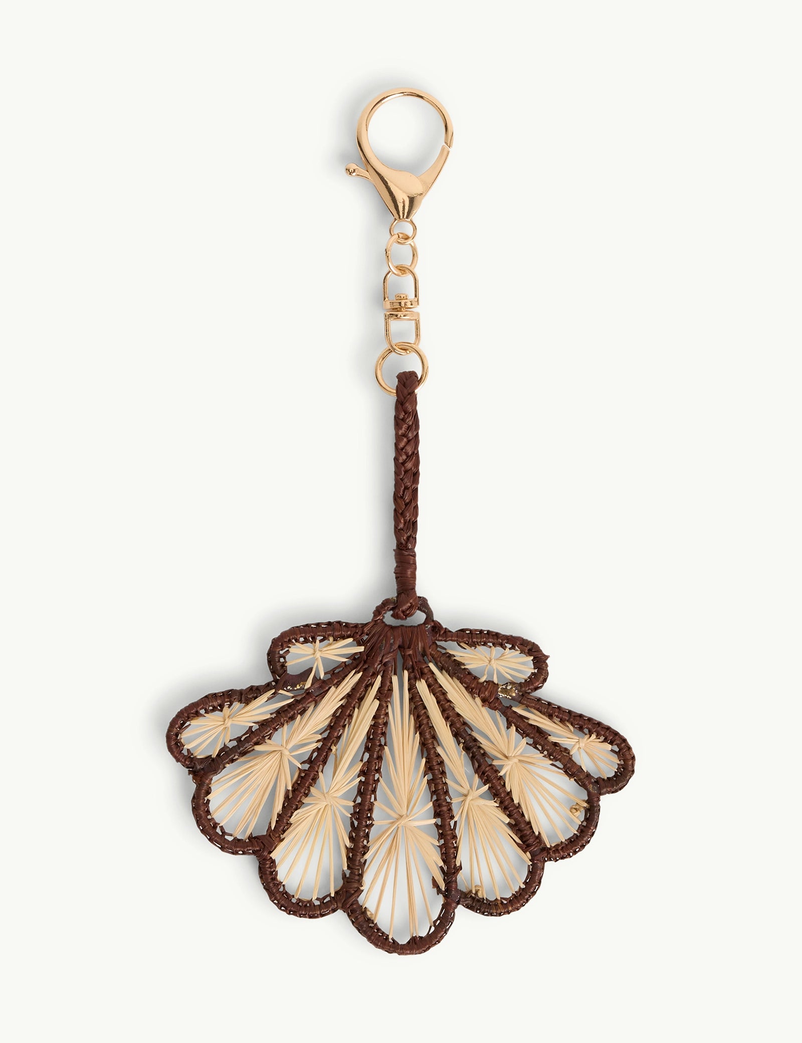 Brown and Natural Raffia Shell Bag Charm
