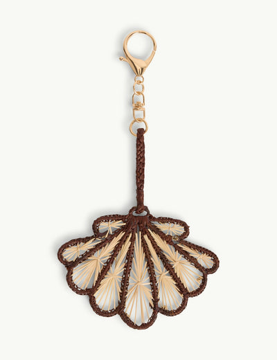 Brown and Natural Raffia Shell Bag Charm