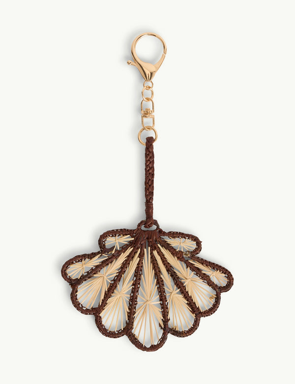 Beige Raffia Shell Bag Charm